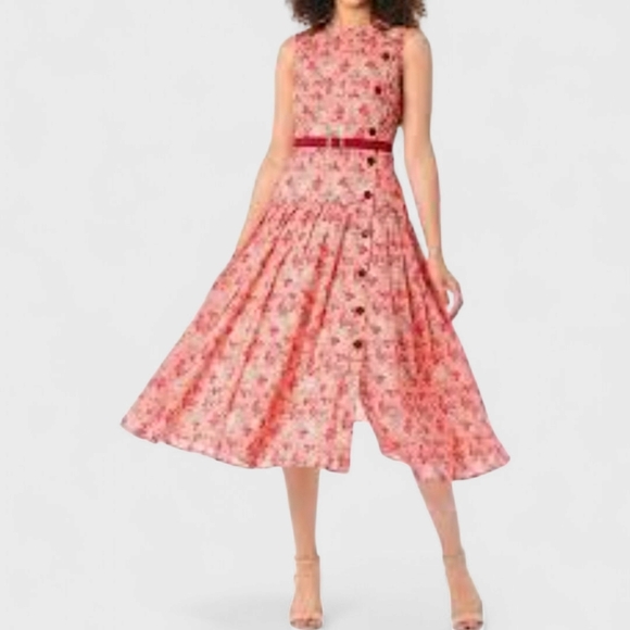 100% Cotton Floral print Cottagecore side button Sleeveless Tank Midi Maxi Dress - Picture 1 of 16